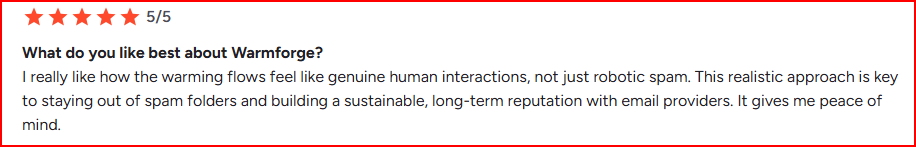 Warmforge user complimenting about its steady reputation