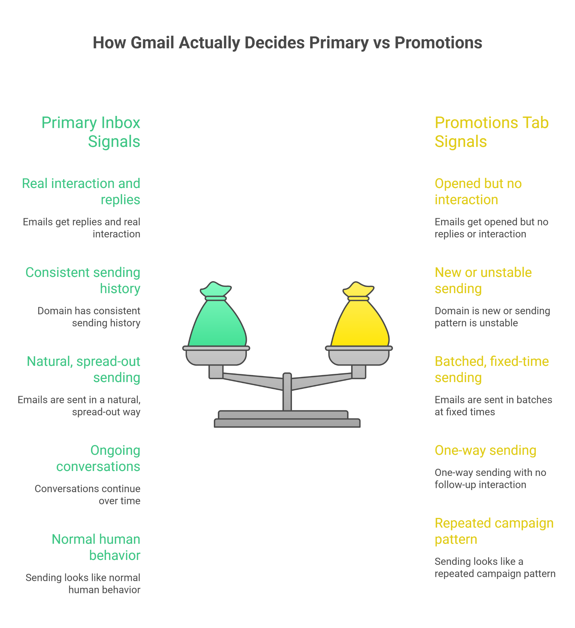 Gmail decision signals Promotions vs Primary
