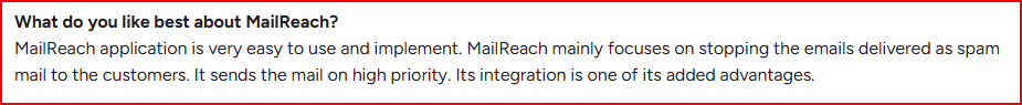 Mailreach ability to send email to high priority customers