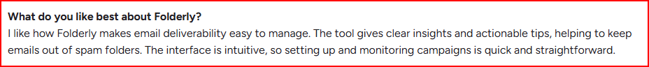 Folderly provides insights and actionable tips to avoid spam and improve deliverability