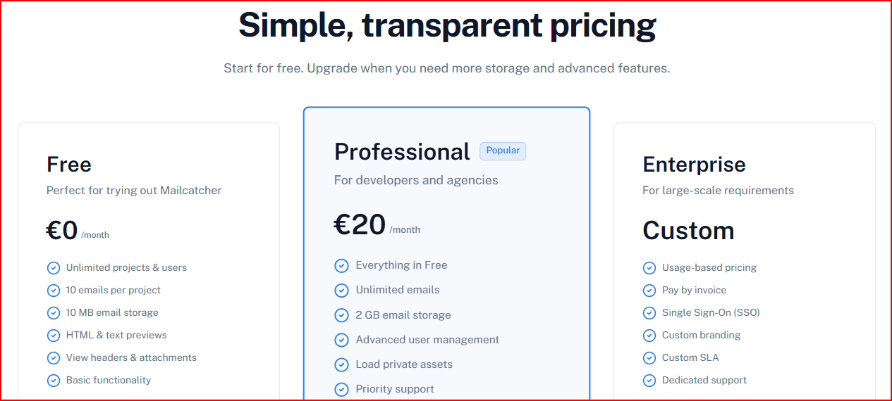 Mailcatcher pricing