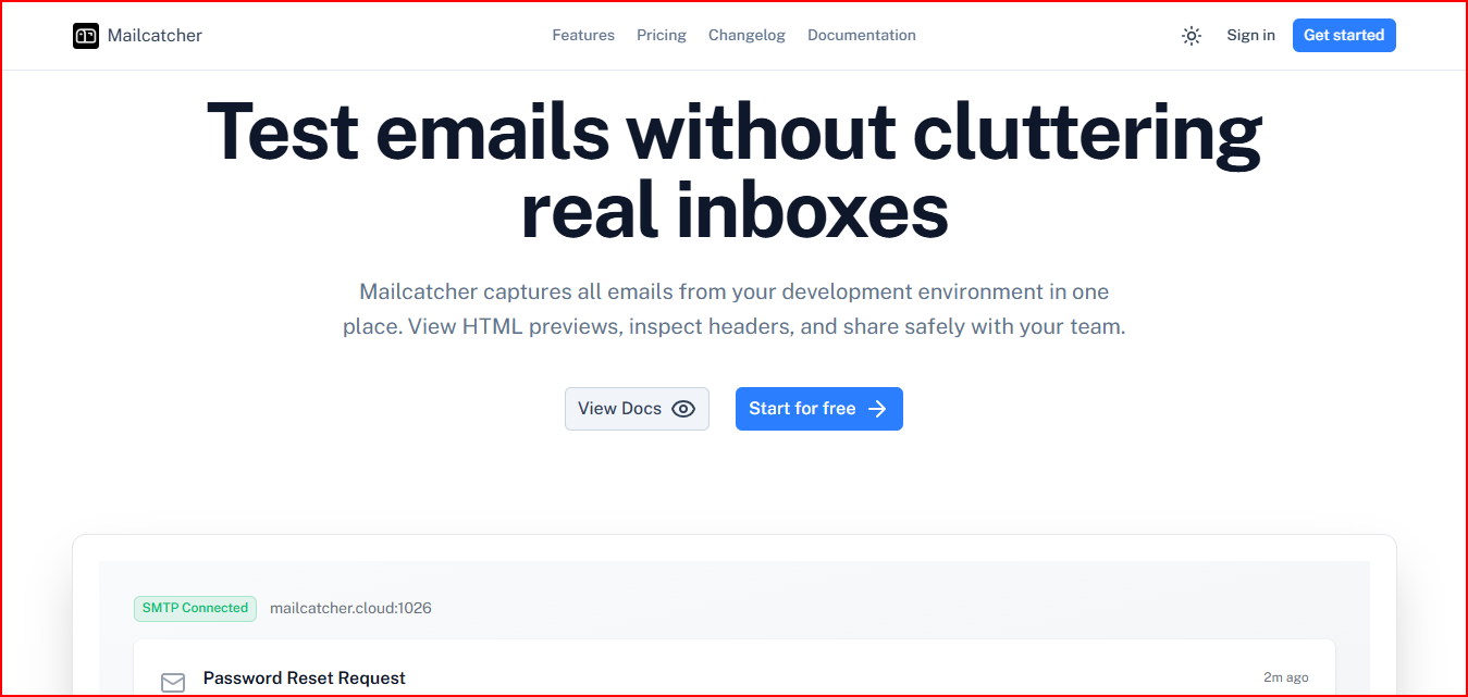 MailCatcher - cloud-based email testing tool