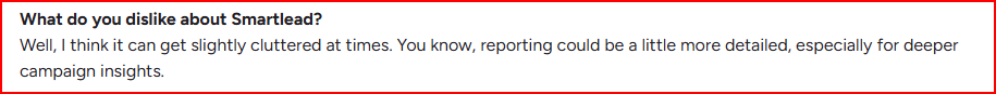 Smartlead limitation - Limited reporting
