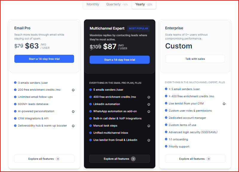  Lemlist pricing