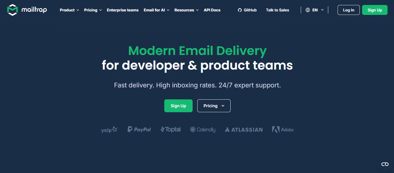 Mailtrap Homepage
