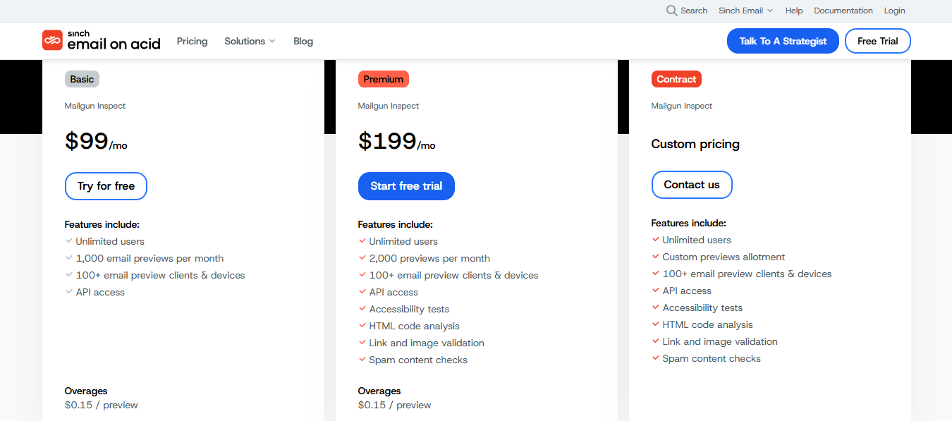 Email On Acid Pricing