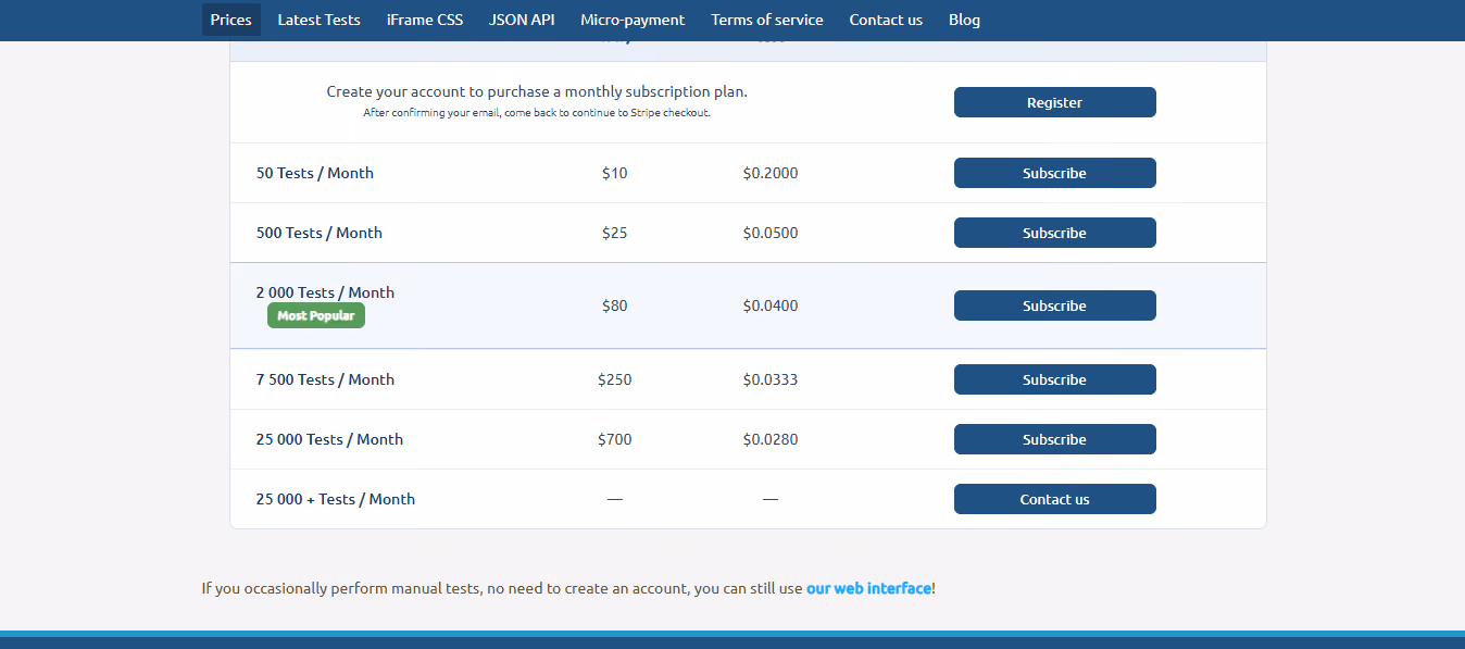 Mail-Tester Pricing