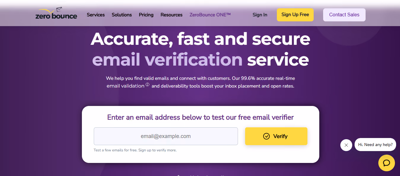ZeroBounce Homepage