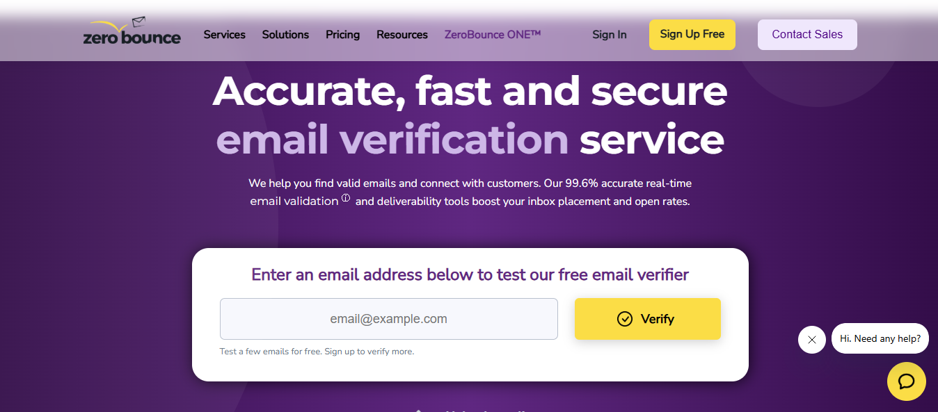 ZeroBounce Homepage