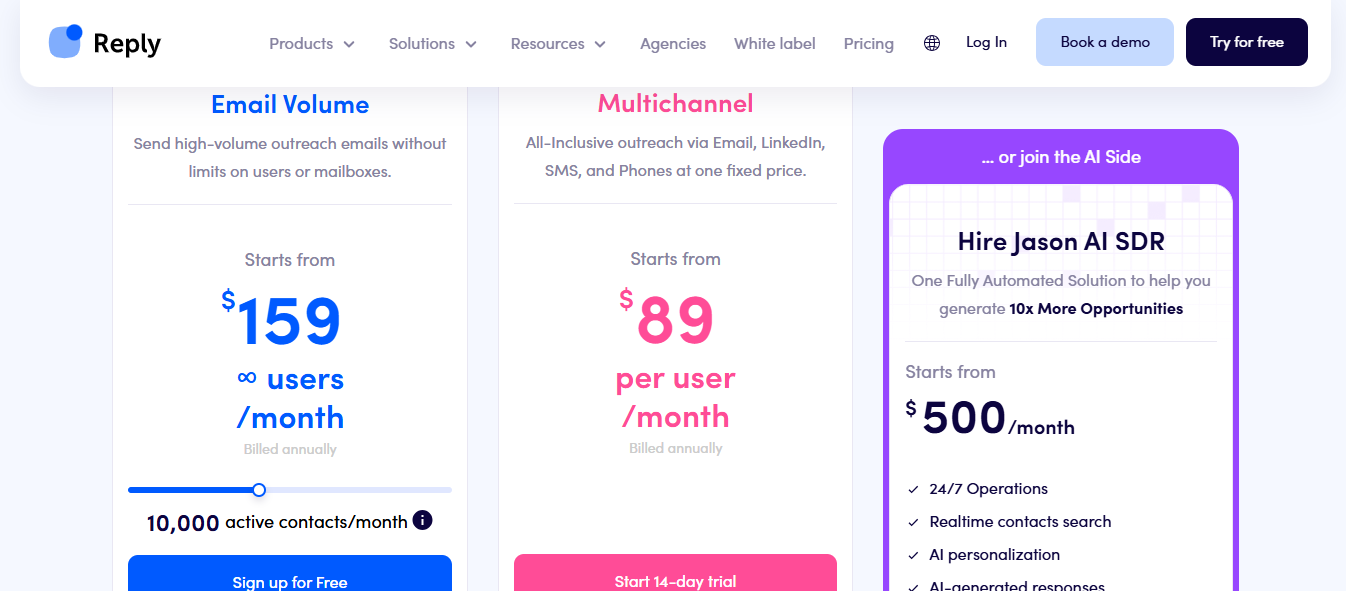 Reply io Pricing