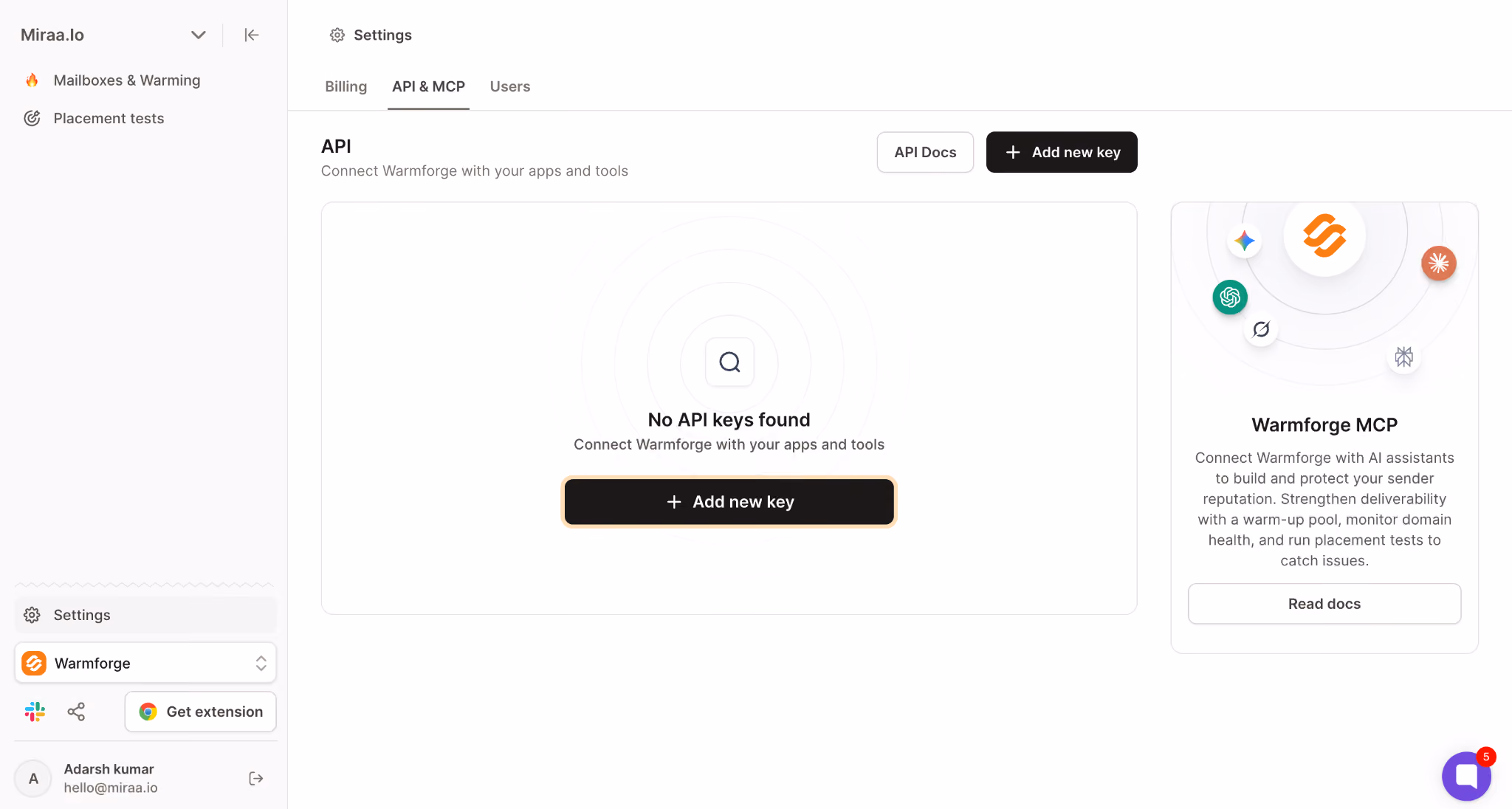 How to get Warmforge API