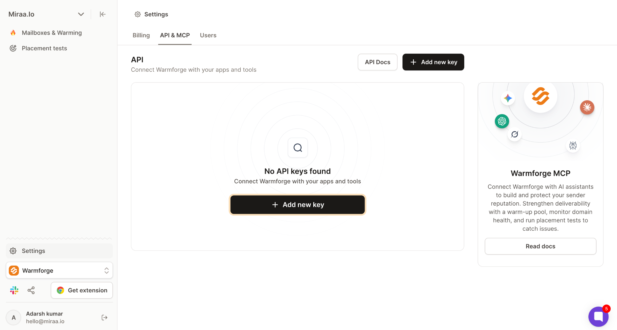 How to get Warmforge API