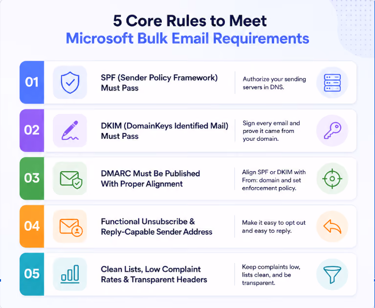 5 core rules to meet Microsoft bulk email requirements