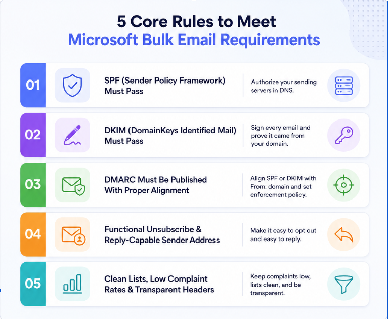 5 core rules to meet Microsoft bulk email requirements