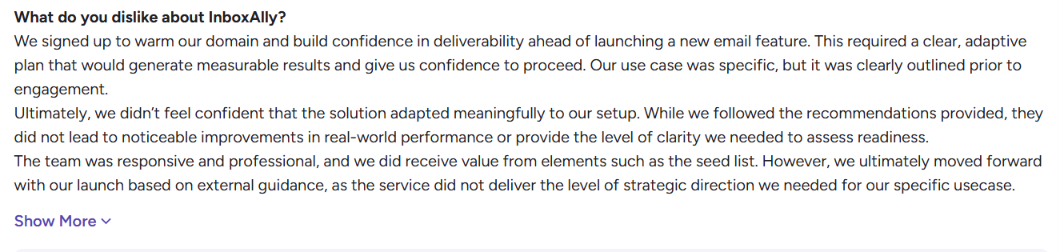 Inbox Ally G2 review about improvements