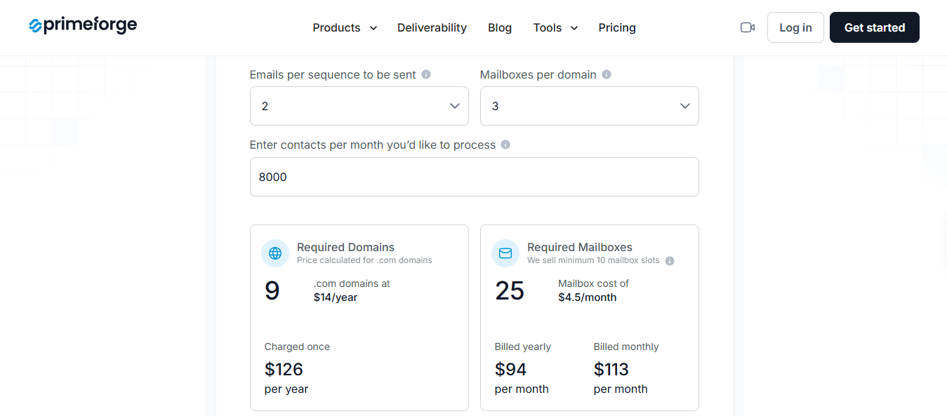 Primeforge pricing page