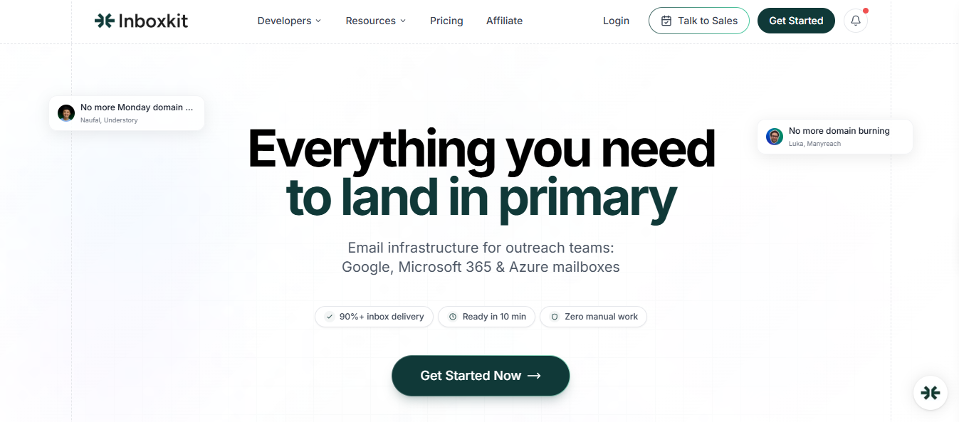 InboxKit homepage