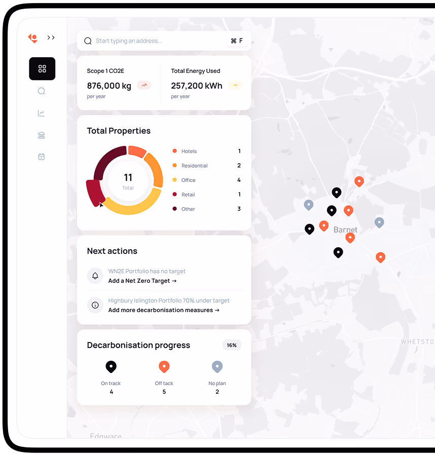 UI design Lumi did for a property decarbonisation platform MapMortar