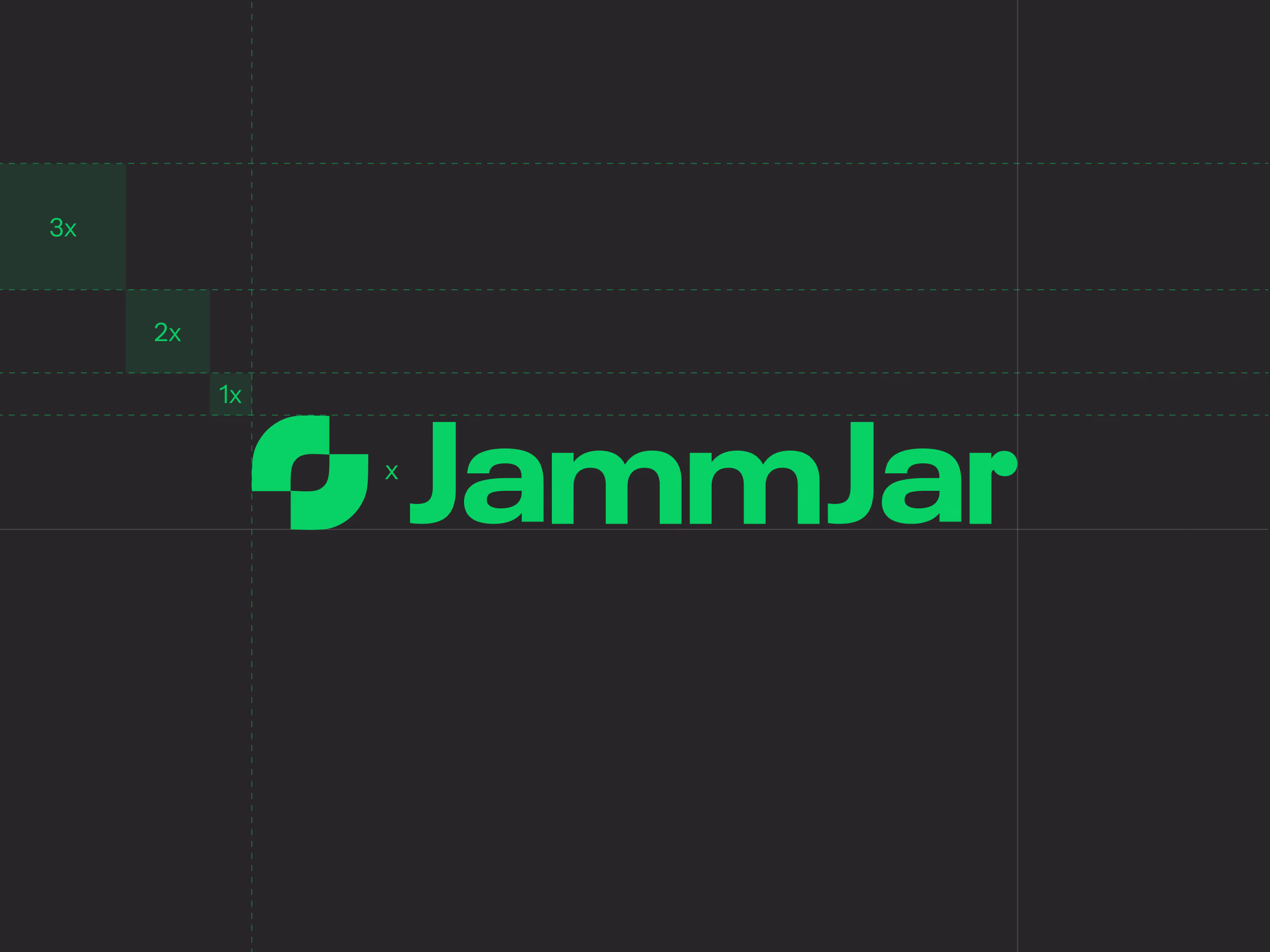 JammJar logo in neon green on a dark background with the brand's pixel pattern