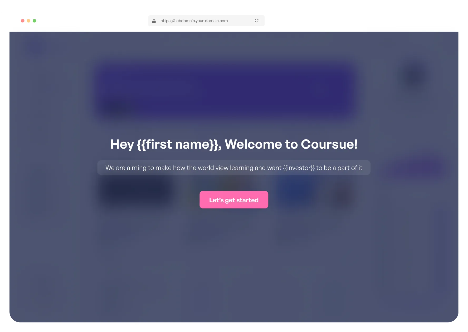Supademo personalized onboarding demo showing a welcome message with viewer name variables, illustrating scalable demo personalization to boost engagement and conversion.