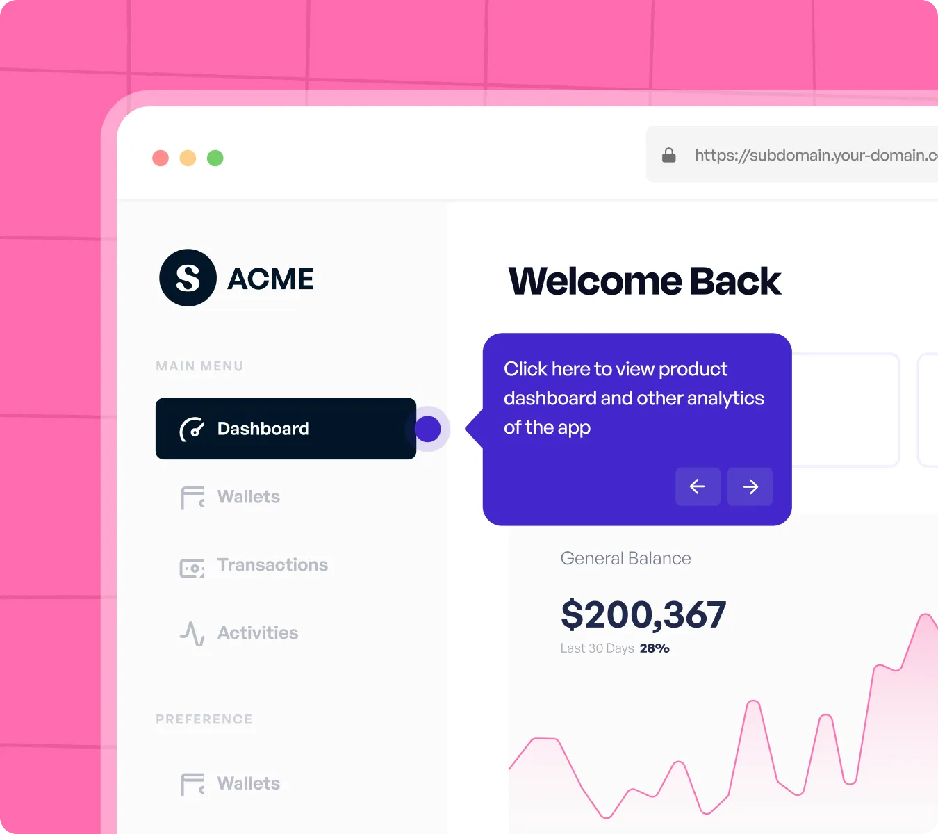 Dashboard with highlighted step guiding the user to view analytics.