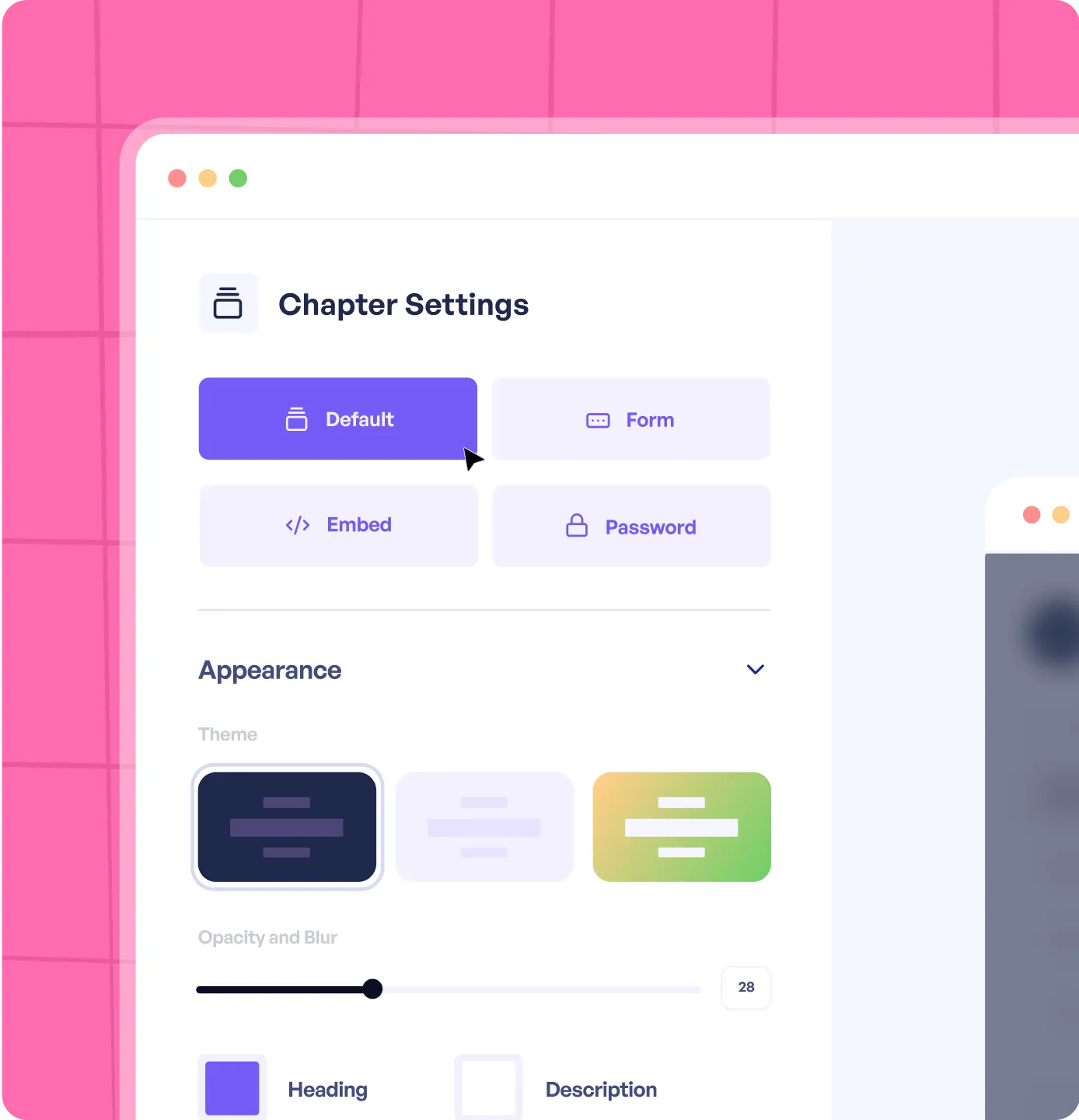  Supademo's chapter settings, with options for appearance and personalization, representing the "Edit & Personalize" feature.