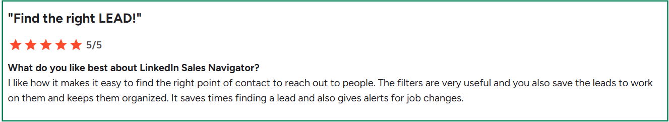 LinkedIn Sales Navigator G2 review