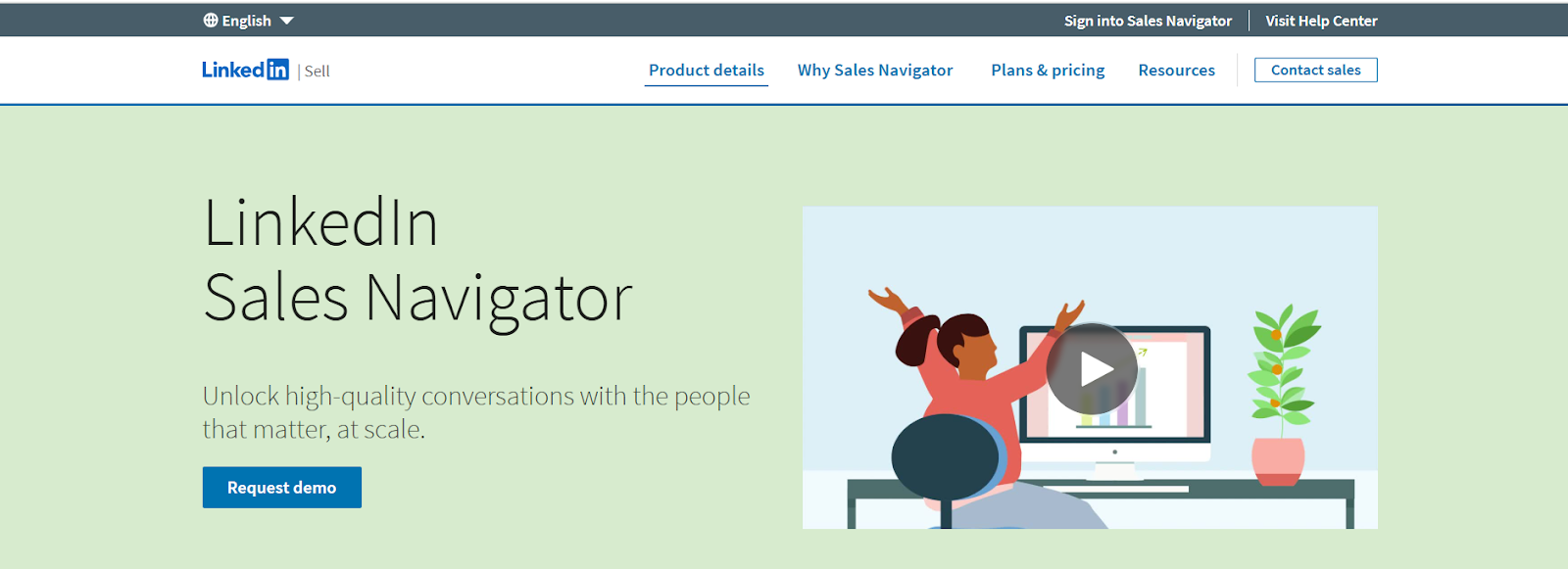 LinkedIn Sales Navigator homepage