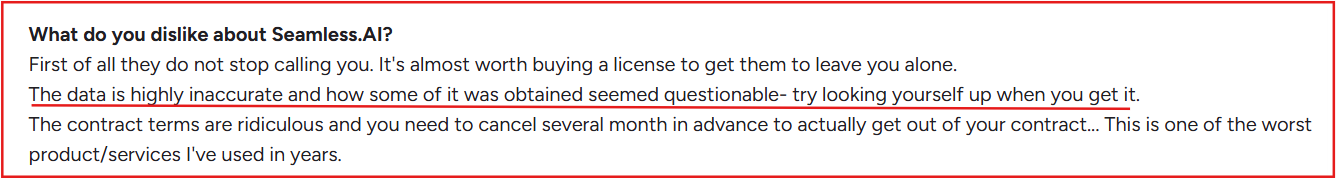Seamless.ai G2 review