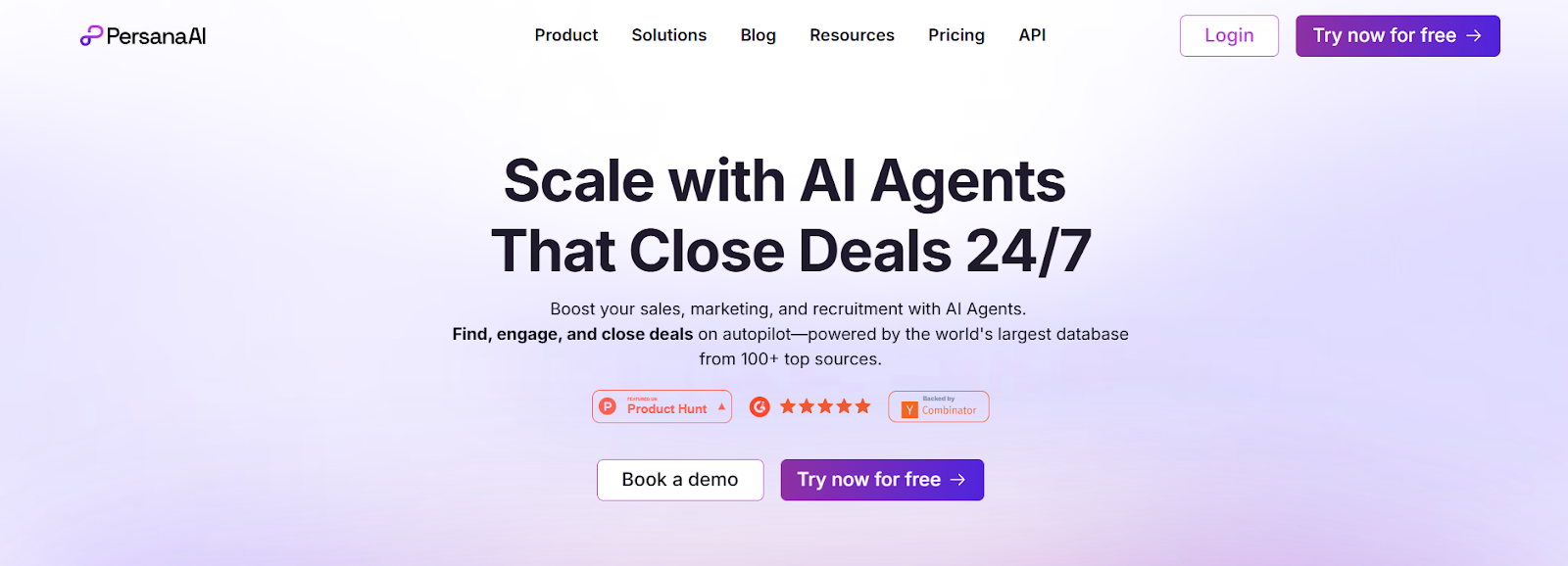 Persana AI homepage