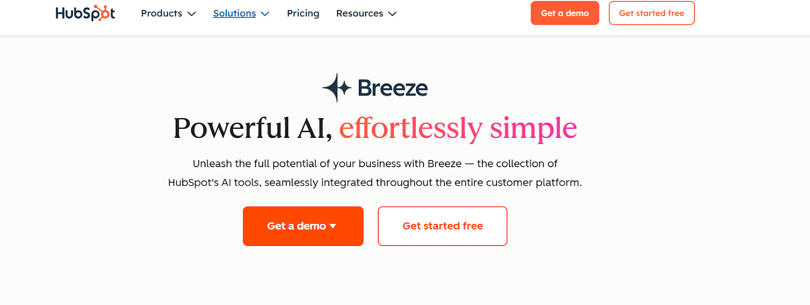 Breeze by HubSpot homepage