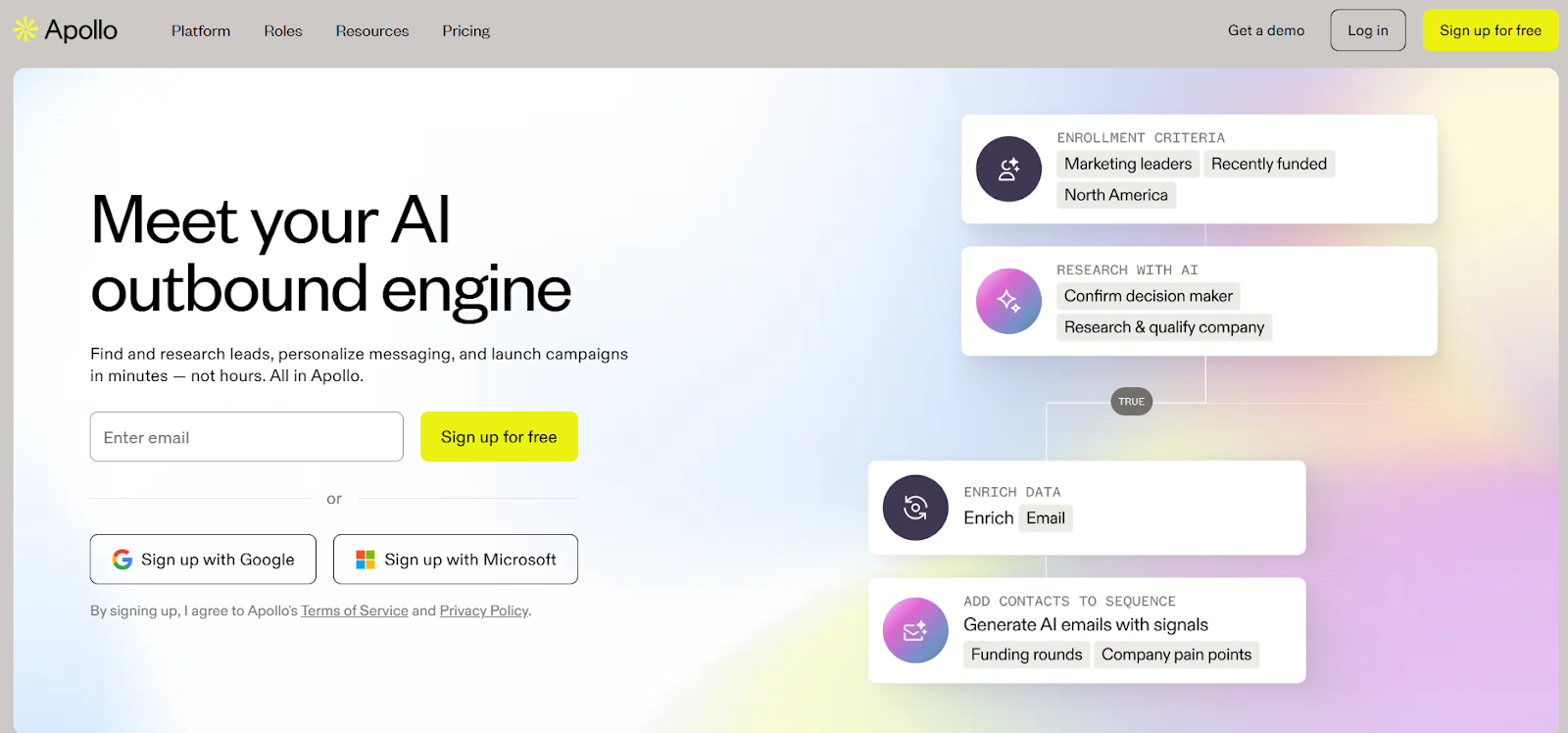 Apollo.io homepage