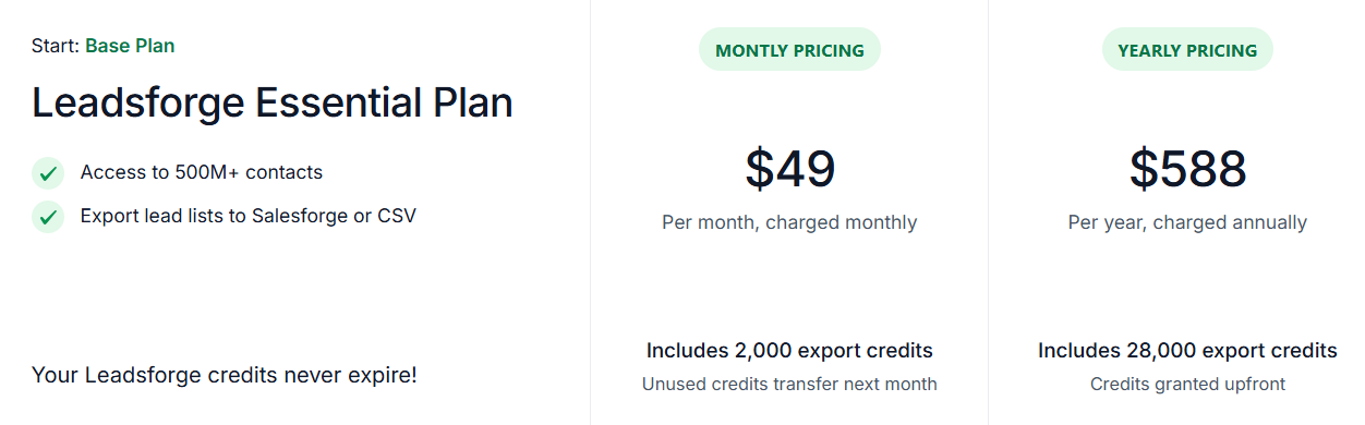 Leadsforge pricing