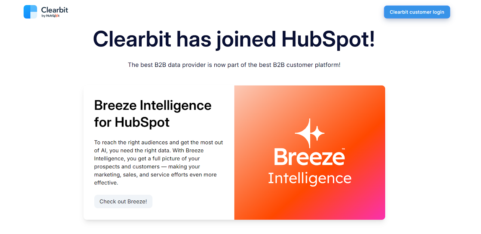 Clearbit homepage