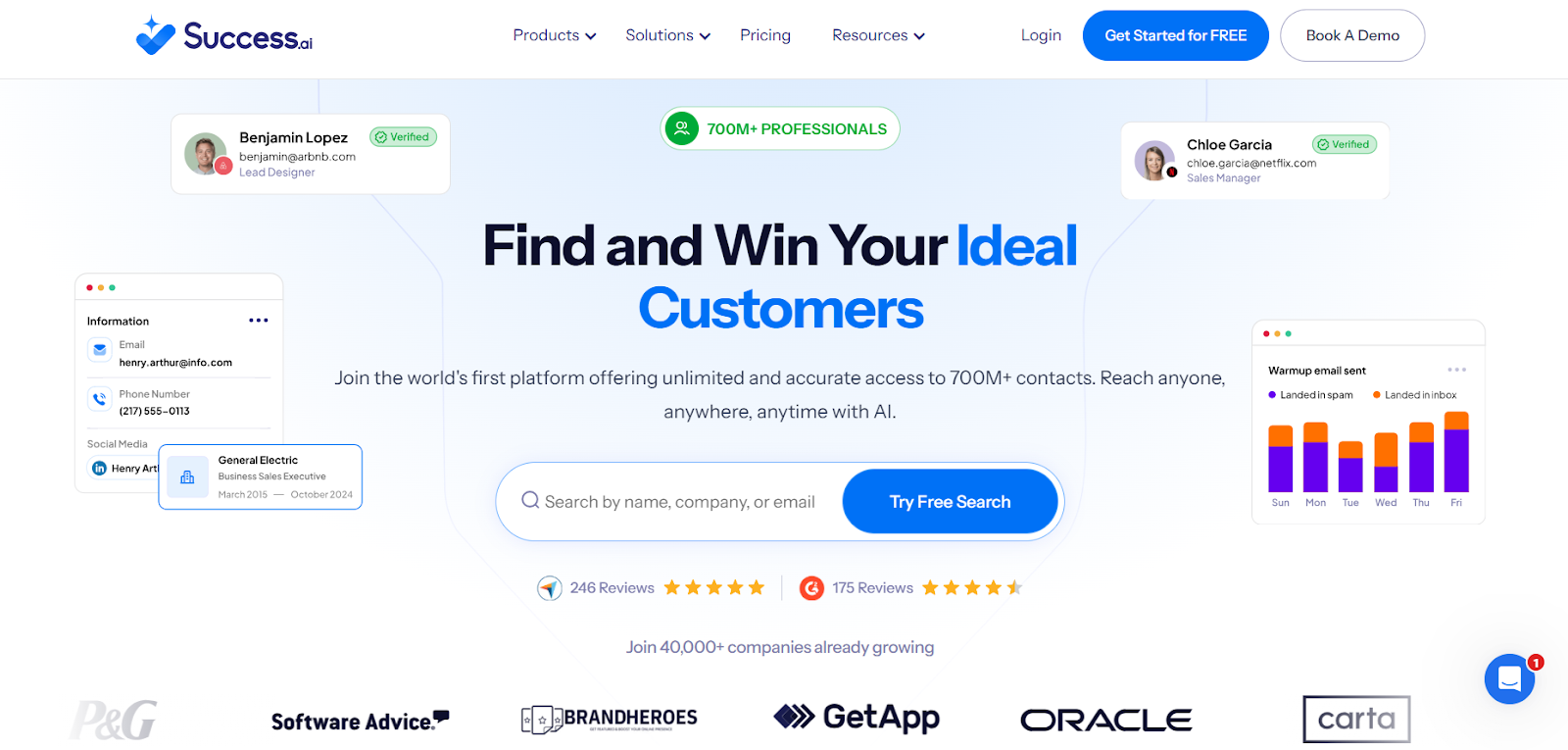 Success.ai G2 homepage