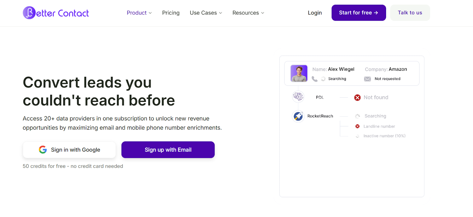BetterContact homepage
