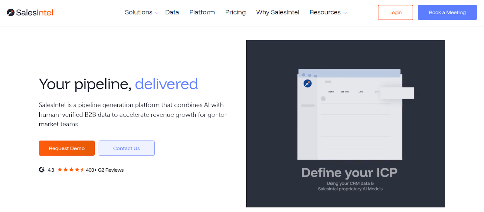 SalesIntel homepage