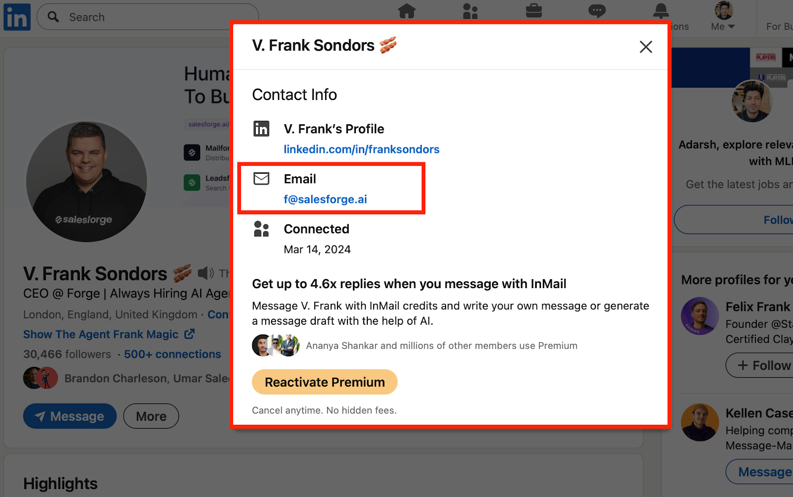 Find contact information on LinkedIn