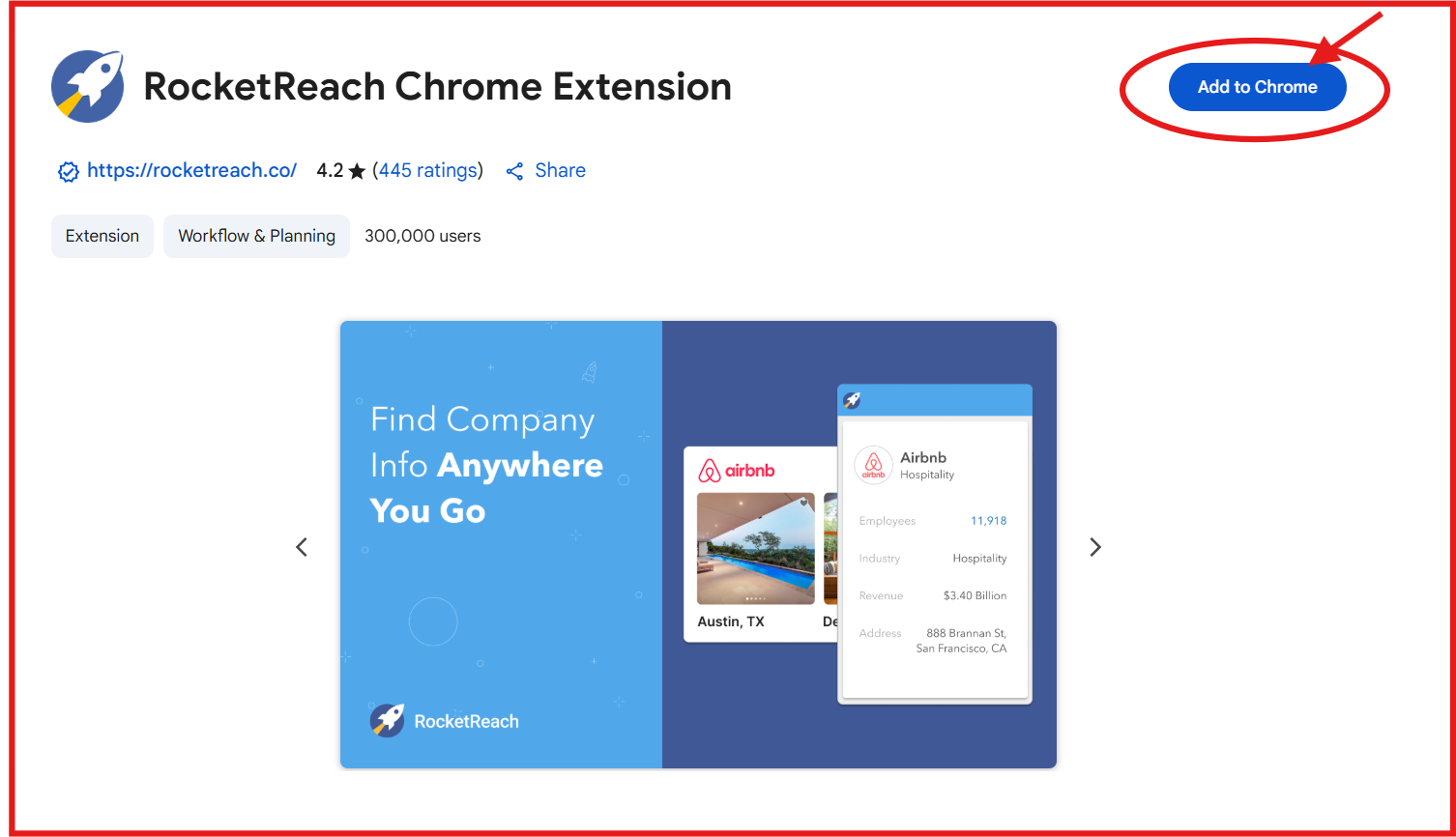 RocketReach chrome extension