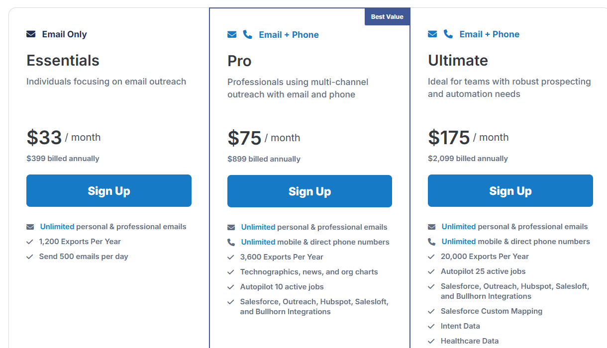 RocketReach pricing