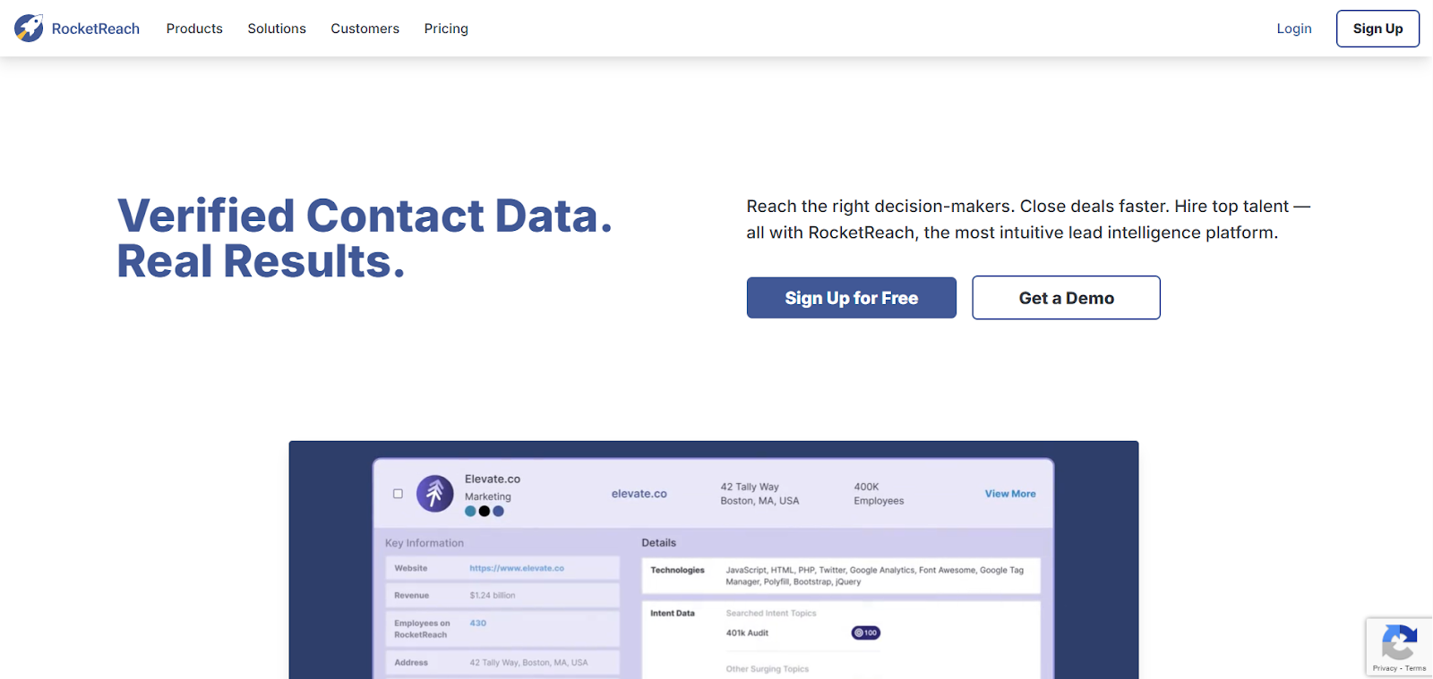 RocketReach homepage