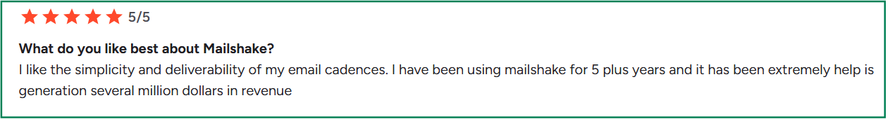 Mailshake G2 review