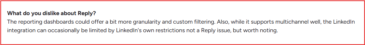 Reply.io G2 review