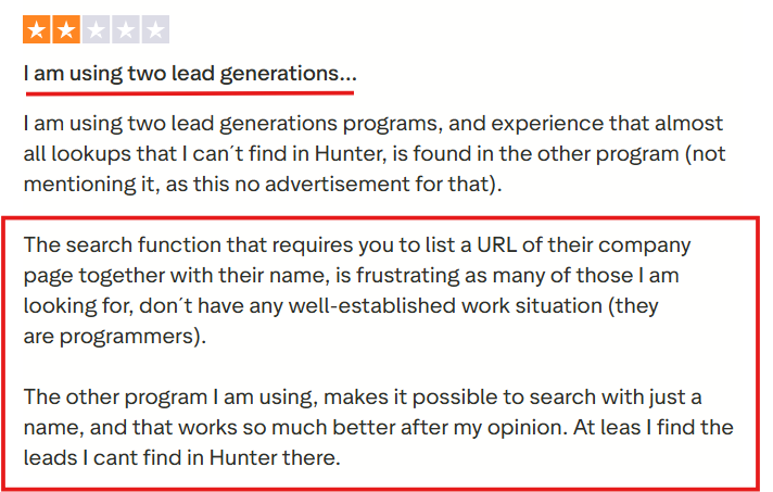 Hunter.io G2 review