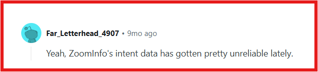 ZoomInfo Reddit review about buyer intent data