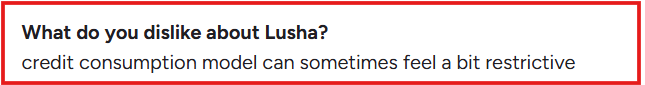 Lusha G2 review about restrictive credits