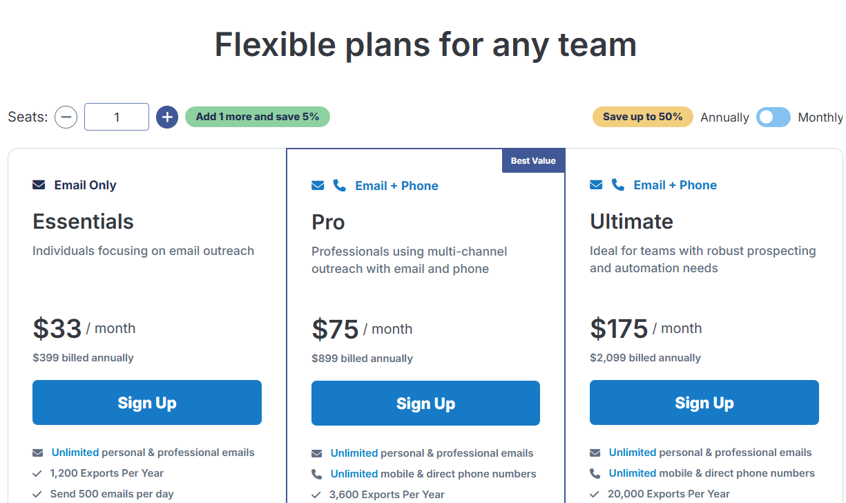 RocketReach pricing