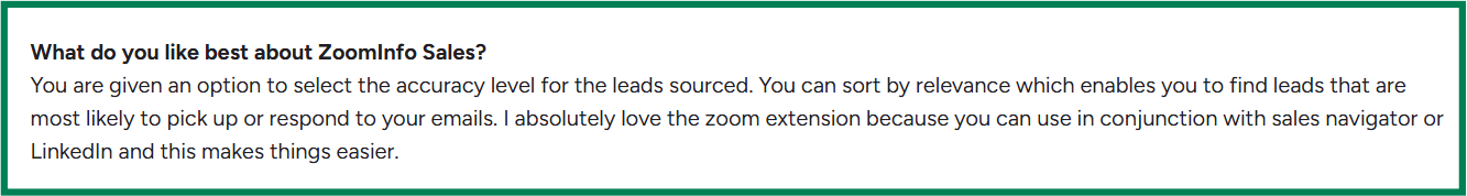 ZoomInfo G2 review