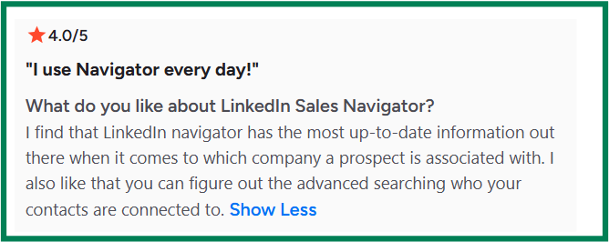 LinkedIn Sales Navigator G2 review