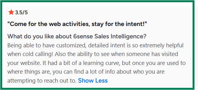 6sense Intent review